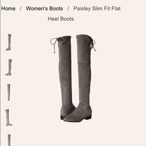 Kaitlyn Pan Gray Suede Flat Over the Knee Boots